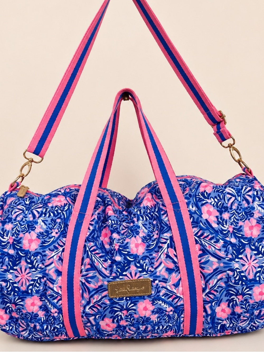 Lilly Pulitzer Lani Duffle Sports Bag Duffel Yoga Bag Blue Peri Takin It Easy